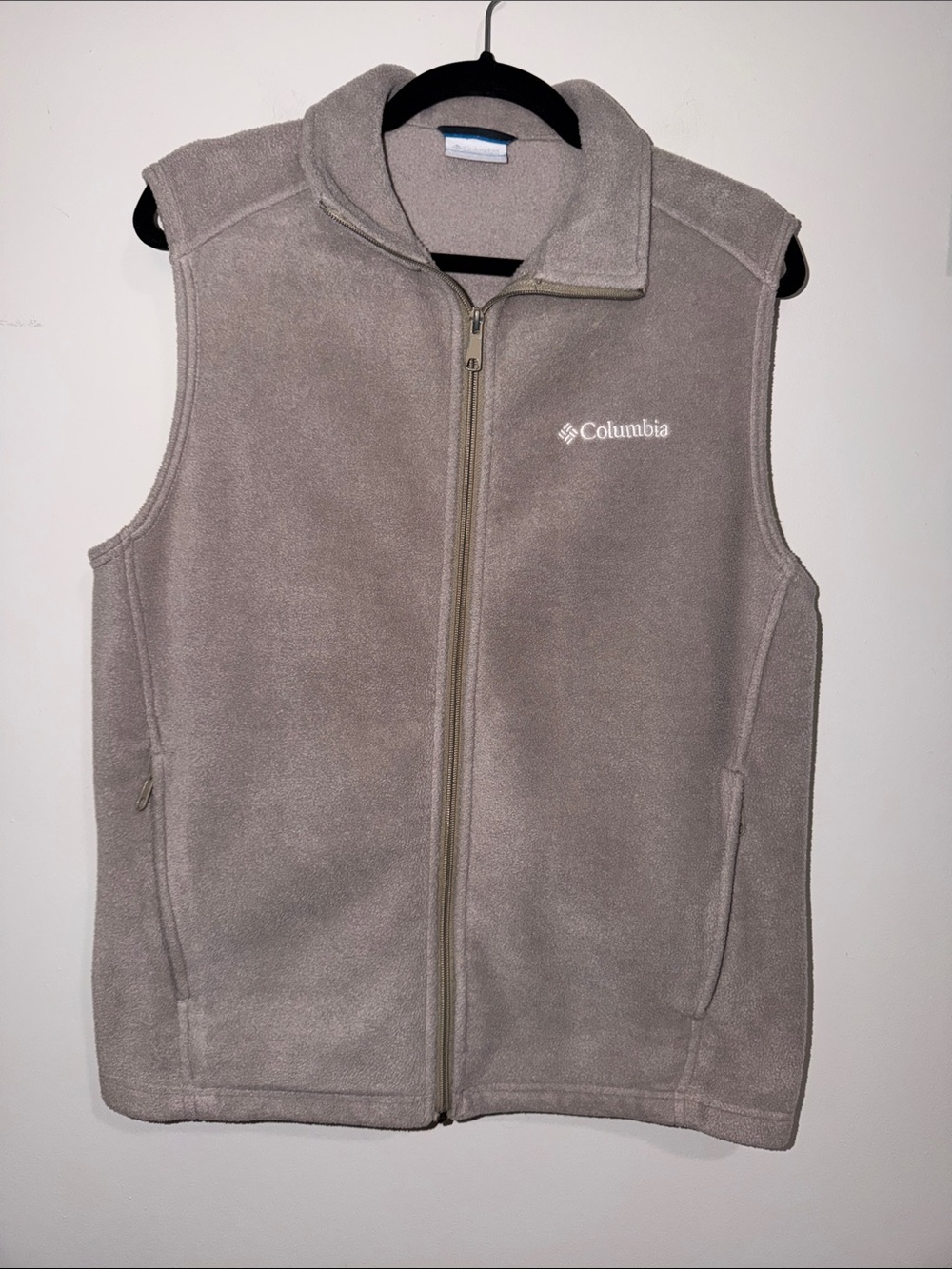 Columbia Taupe Full-Zip Fleece Vest